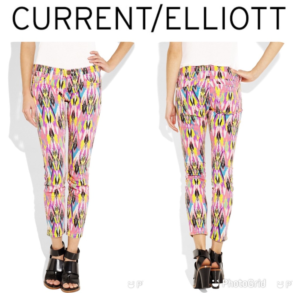 CURRENT/ELLIOTT Jeans Women’s 28 Stiletto Neon Crop Skinny LIKE NEW!